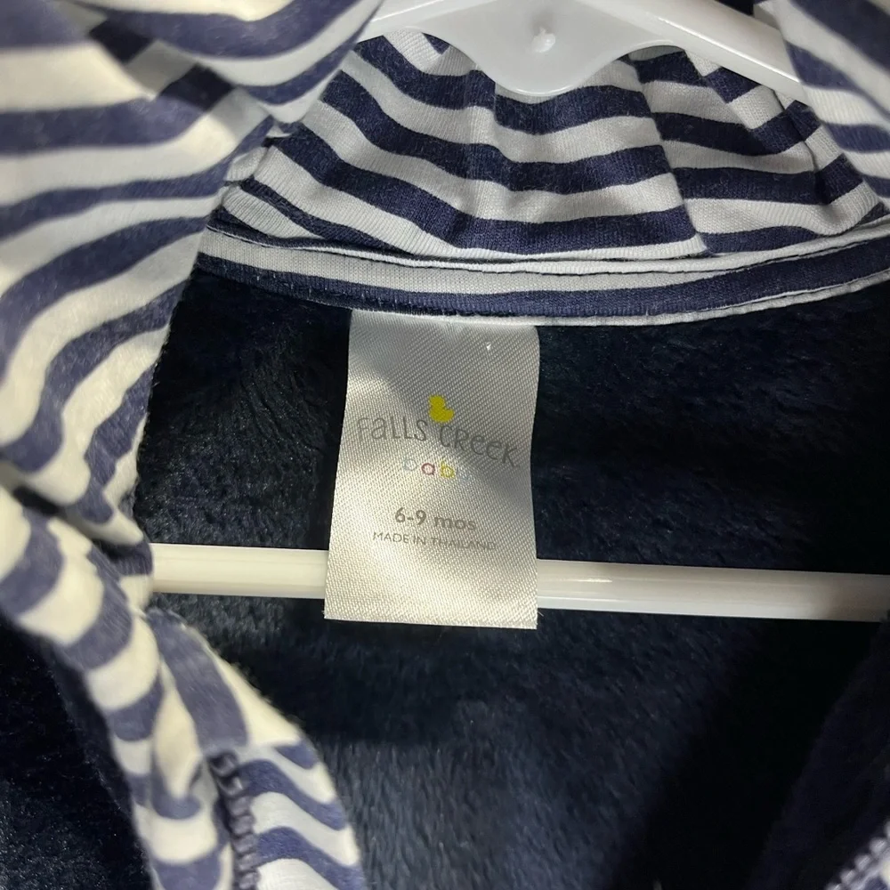 Falls Creek Navy Faux Fur style Zip Jacket 6-9 months